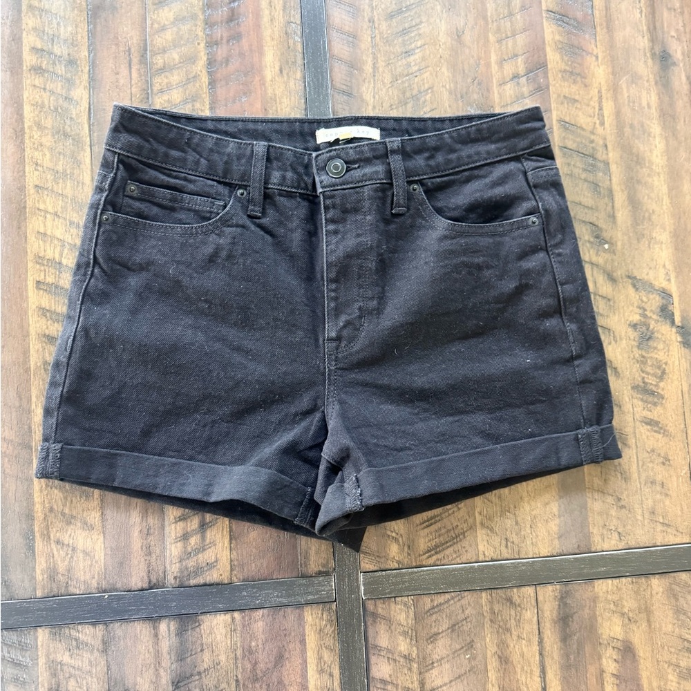 Copper Key Black Rolled-Hem Jean Shorts